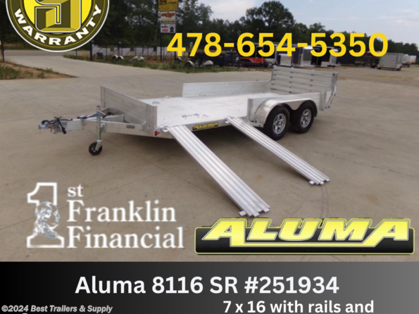 2024 Aluma 8116 BT SR side load aluminum trailer atv utv moto available in Byron, GA