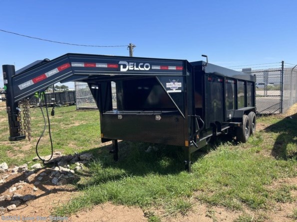 2023 Delco | 7x16x4 | GN Dump | 2-7k Axles | Black| 3way Gate available in Lacy Lakeview, TX