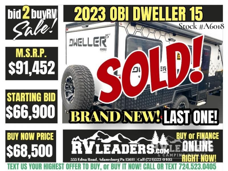 New 2023 OBI Camper Dweller OBi 15 available in Adamsburg, Pennsylvania