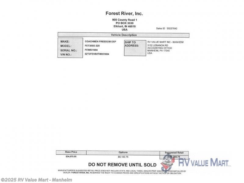 New 2026 Coachmen Freedom Express Select 30SE available in Manheim, Pennsylvania