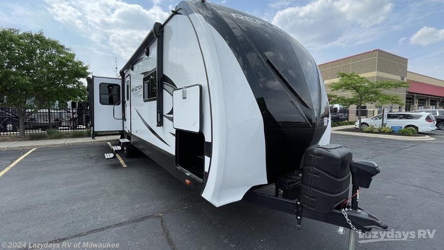 Here are inside of RVs at 2023 RV Show in Milwaukee's Wisconsin Center