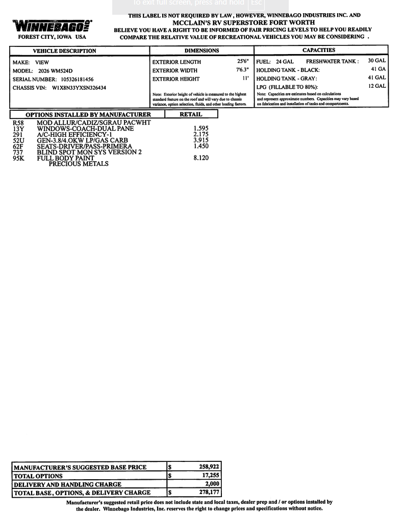 New 2026 Winnebago View 24D available in Fort Worth, Texas