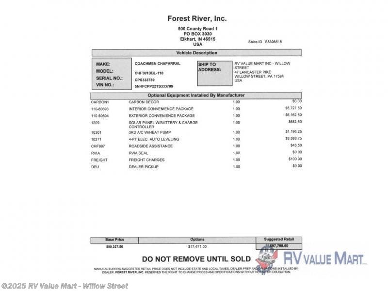 New 2026 Coachmen Chaparral 381DBL available in Willow Street, Pennsylvania