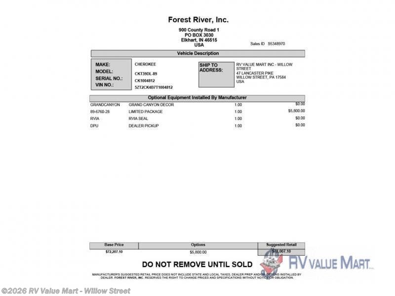 New 2026 Forest River Cherokee Timberwolf 39DL available in Willow Street, Pennsylvania