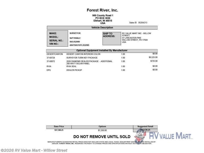 New 2026 Forest River Surveyor Legend 19SSLE available in Willow Street, Pennsylvania