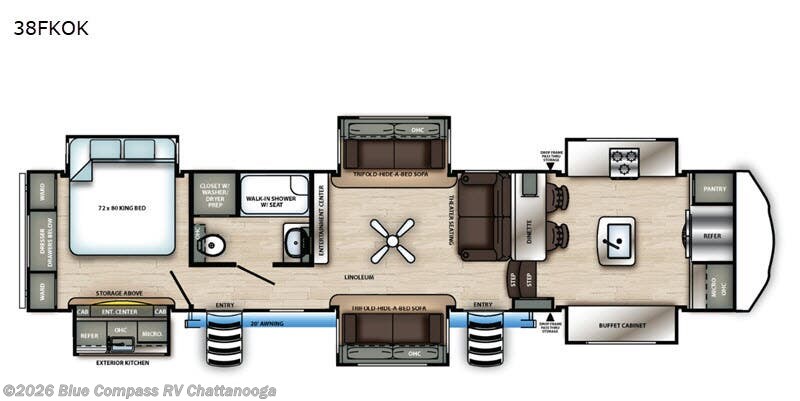 Used 2020 Forest River Sandpiper 38FKOK available in Ringgold, Georgia