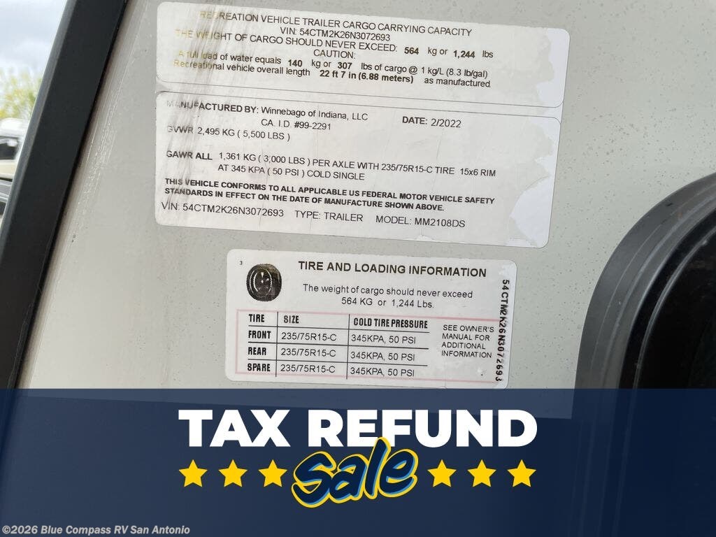 Used 2022 Winnebago Micro Minnie FLX 2108DS available in San Antonio, Texas