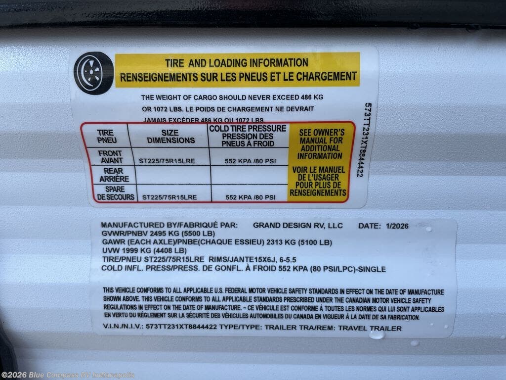 New 2026 Grand Design Transcend One 161DB available in Indianapolis, Indiana