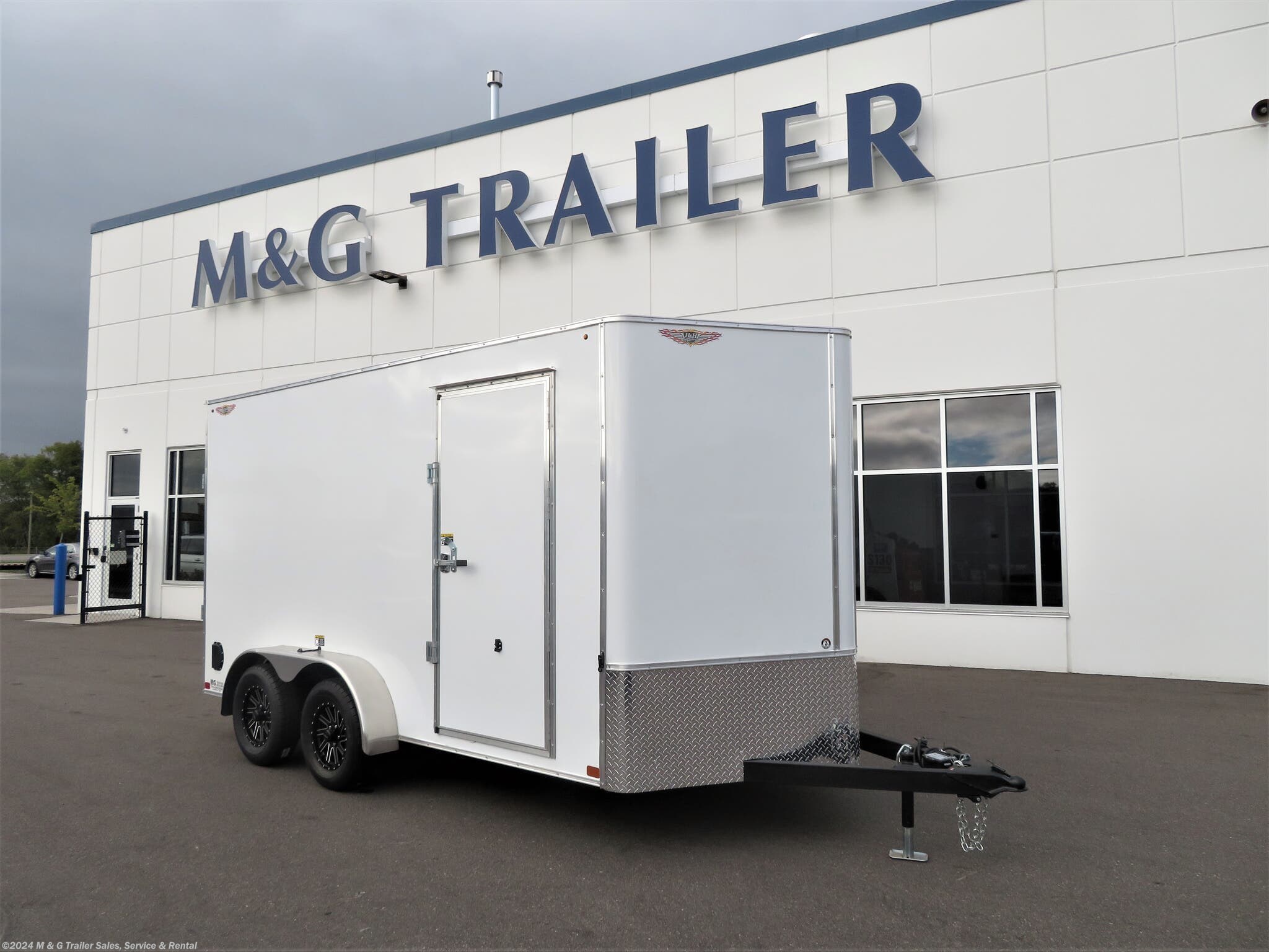 2022 H&H 7x14TA Enclosed 6'6" Int Cargo - white - Stock #573800