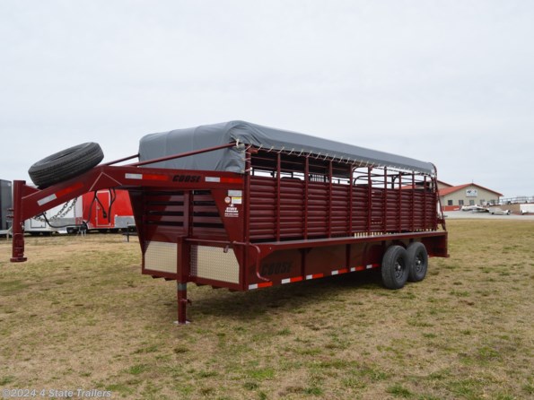 2024 Coose 6'8x20'x6'6 RUBBER FLOOR STOCK TRAILER available in Fairland, OK
