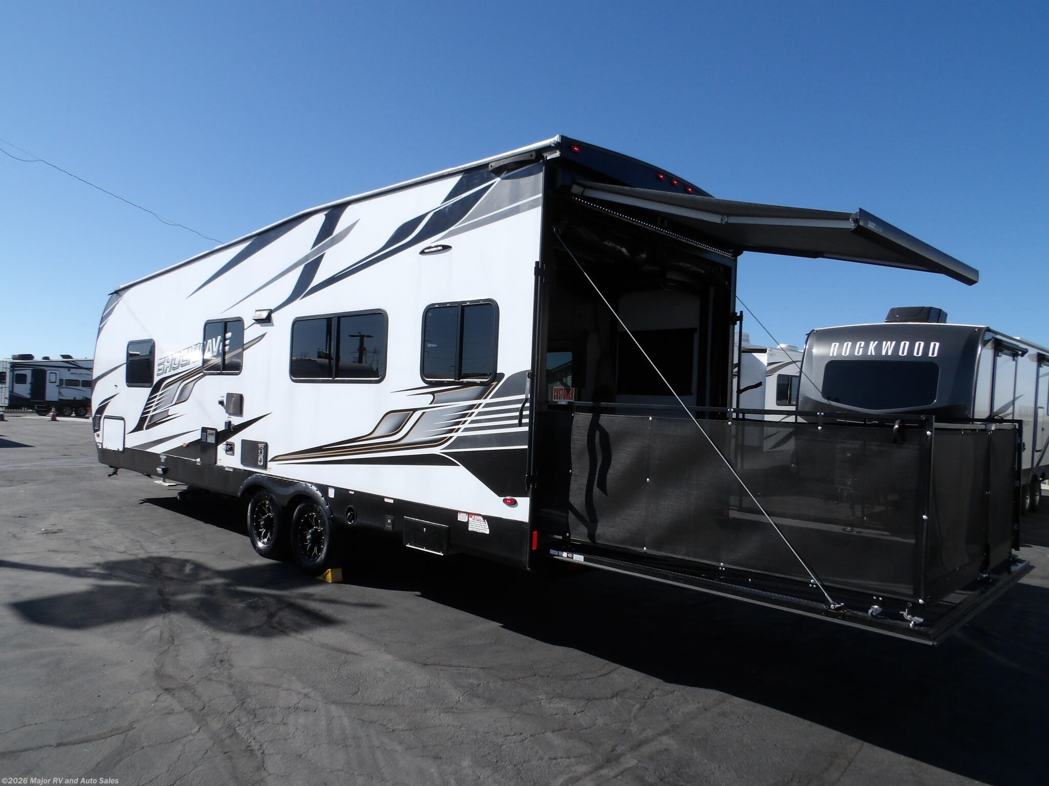 Used 2023 Forest River Shockwave 25RQGMX, PLAYPEN, REAR AWNING, 260 WATT SOLAR, ARC available in Hesperia, California