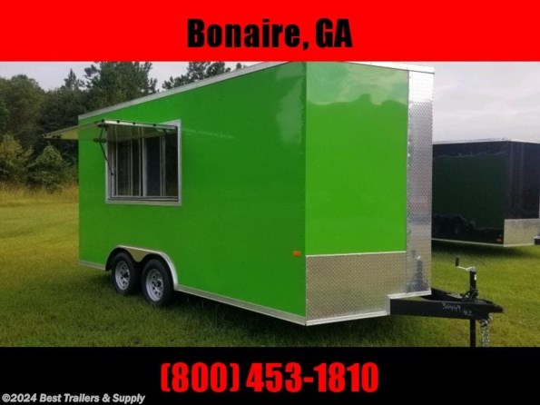 2021 Rock Solid Cargo 8.5x16 Green 7' Interior available in Byron, GA
