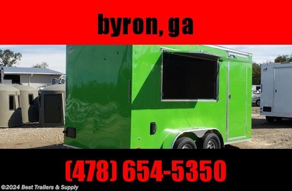 2022 Covered Wagon 7X14 green Finished Interior Electrical A/C available in Byron, GA