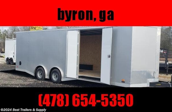 2022 Covered Wagon 8.5x24 silver frost w spoiler and Xtra wide ramp available in Byron, GA