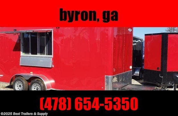 2022 Freedom Trailers 7X16 red concession trailer enclosed deluxe available in Byron, GA