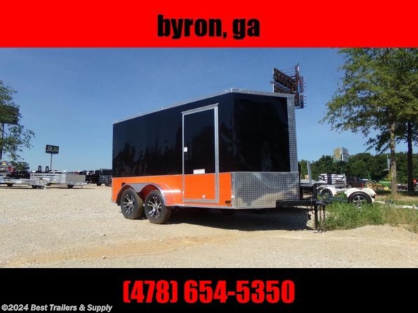 2022 Diamond Cargo 7x12 MCP black and orange double motorcycle traile available in Byron, GA