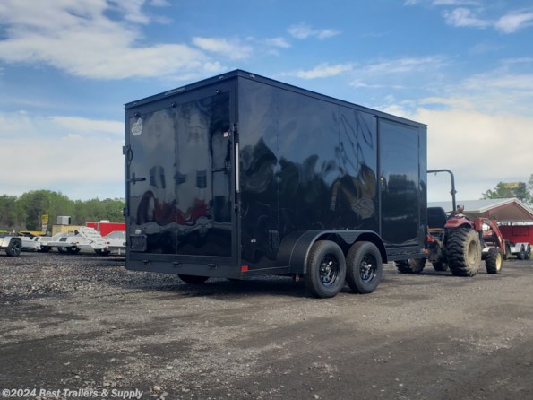 2024 Covered Wagon 7x14 TA black blackout enclosed motorcycle trailer available in Byron, GA
