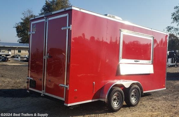 2024 Covered Wagon 7X16 red concession trailer w sinks and power available in Byron, GA