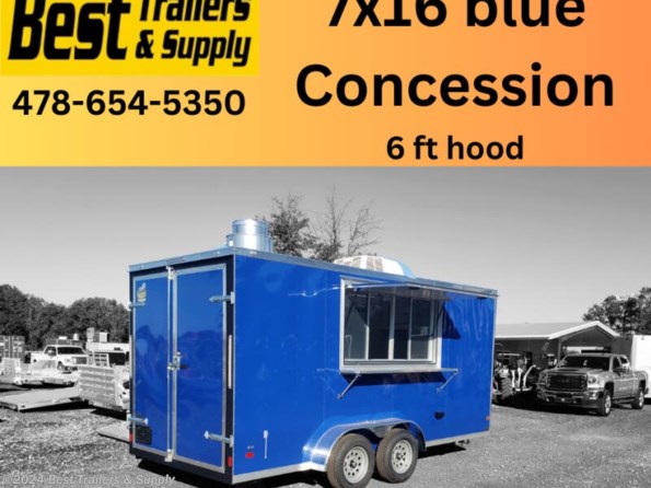 2024 Covered Wagon 7X16 blue concession trailer w sinks and power available in Byron, GA