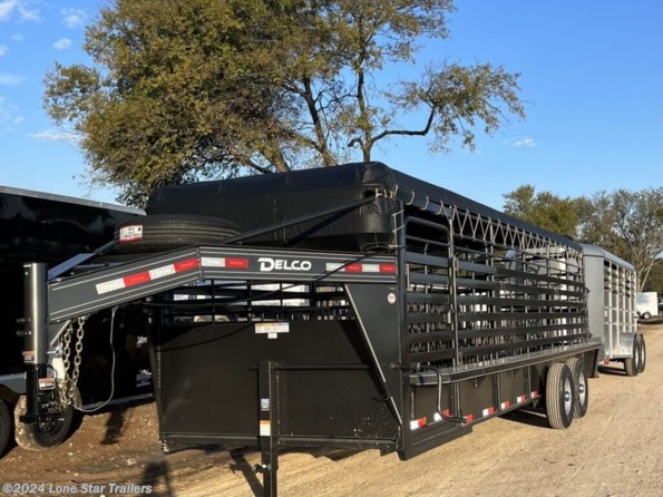 2023 Delco | 6.8x24 | GN BarTop Livestock | 2-7k axles | Grey available in Lacy Lakeview, TX