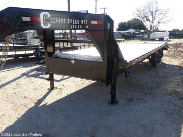 2024 Coffee Creek | 8.5x25 | GN Flatbed | 2-7k axles | Black | Mega available in Lacy Lakeview, TX