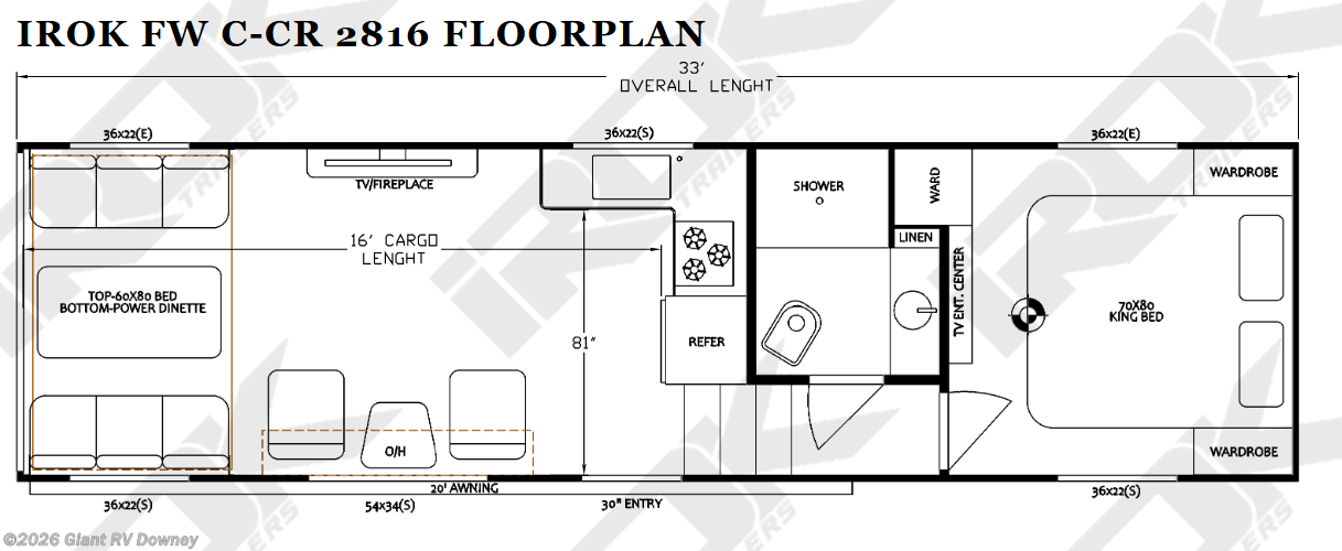 New 2027 Irok Trailers  FW C-CR LINE IROK FW C-CR 2816 available in Downey, California