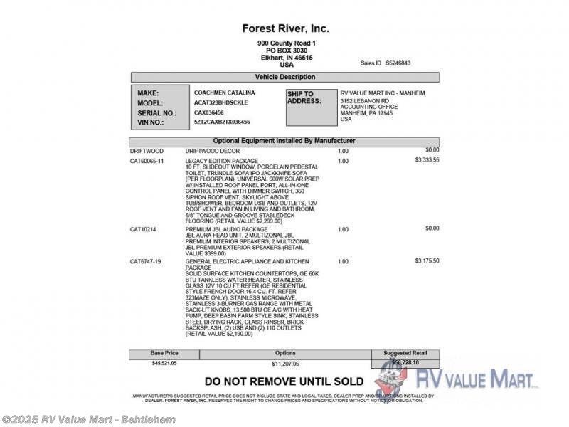 New 2026 Coachmen Catalina Legacy Edition 323BHDSCK available in Bath, Pennsylvania