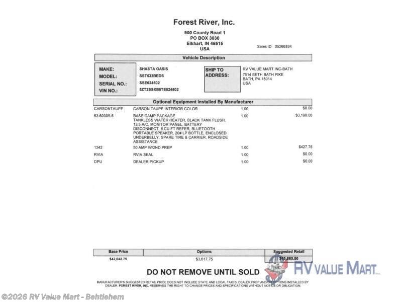New 2026 Shasta I-5 Edition 532BEDS available in Bath, Pennsylvania