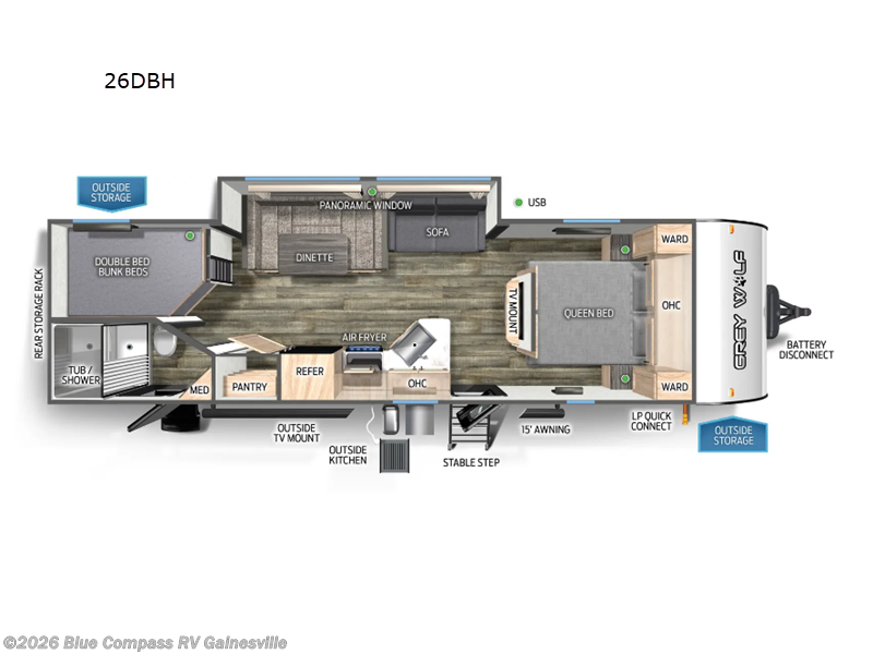 Used 2024 Forest River Cherokee Grey Wolf 26DBH available in Alachua, Florida
