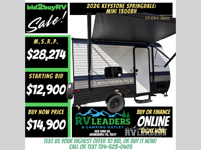 New 2026 Keystone Springdale Mini 1300BH available in Adamsburg, Pennsylvania
