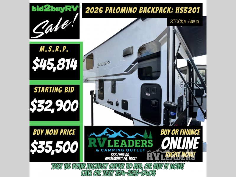 New 2026 Palomino Backpack Edition HS-3201 available in Adamsburg, Pennsylvania