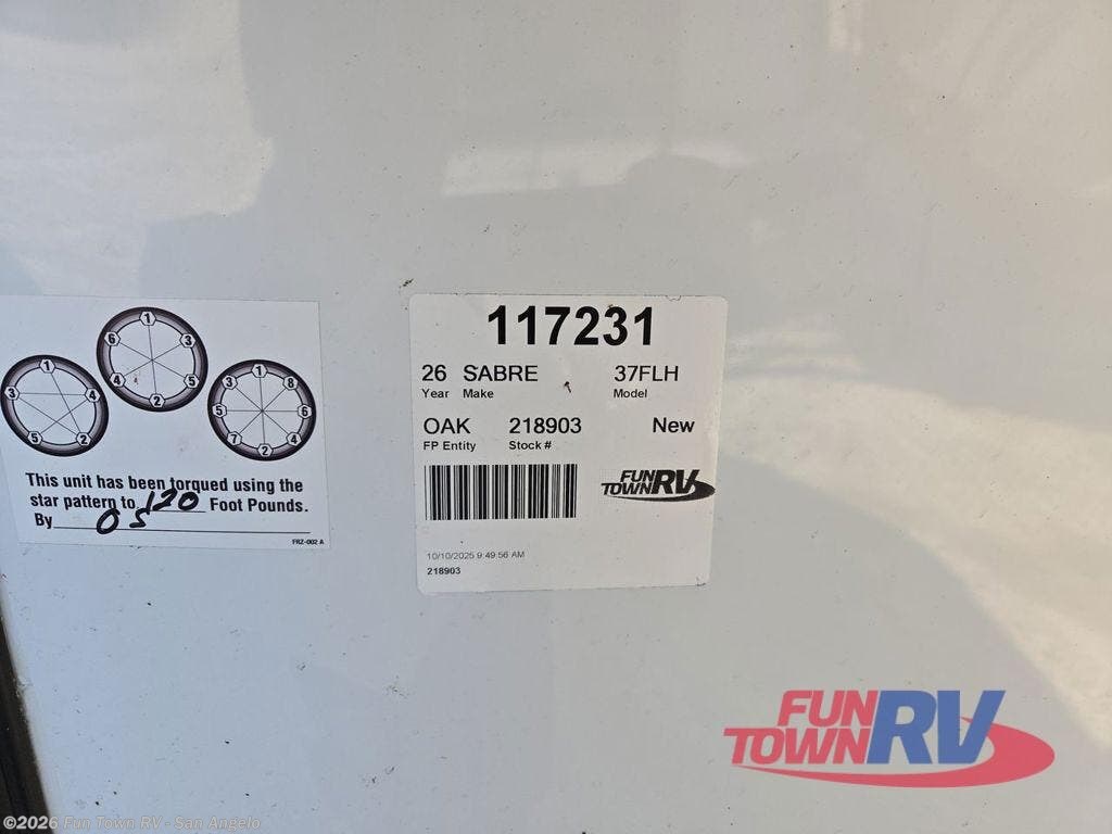 New 2026 Forest River Sabre 37FLH available in San Angelo, Texas
