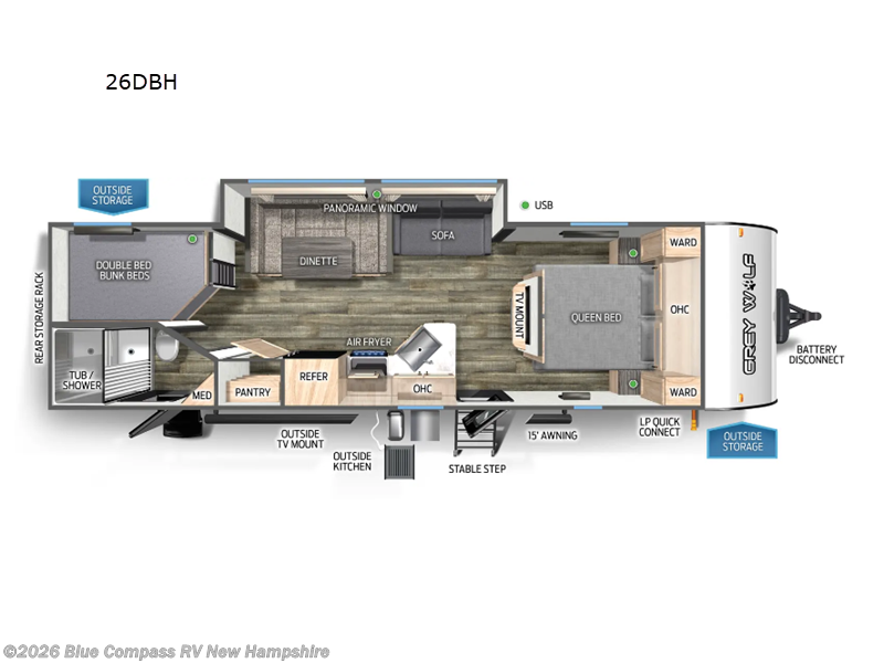 Used 2024 Forest River Cherokee Grey Wolf 26DBH available in Epsom, New Hampshire