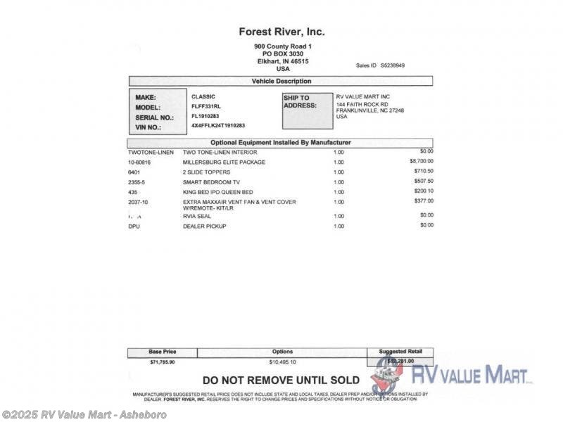 New 2026 Forest River Flagstaff Classic F331RL available in Franklinville, North Carolina