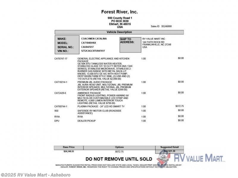 New 2026 Coachmen Catalina Summit Series 7 184BHSX available in Franklinville, North Carolina