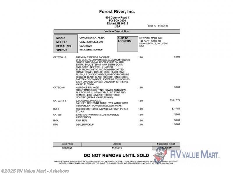 New 2026 Coachmen Catalina Legacy Edition 273DBHCK available in Franklinville, North Carolina