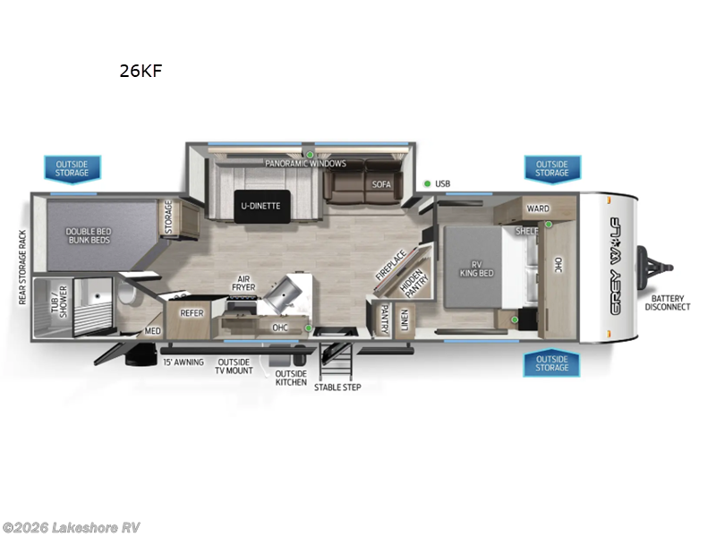 New 2026 Forest River Cherokee Grey Wolf 26KF available in Muskegon, Michigan